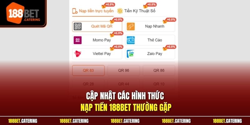 Cập nhật các hình thức nạp tiền 188BET thường gặp